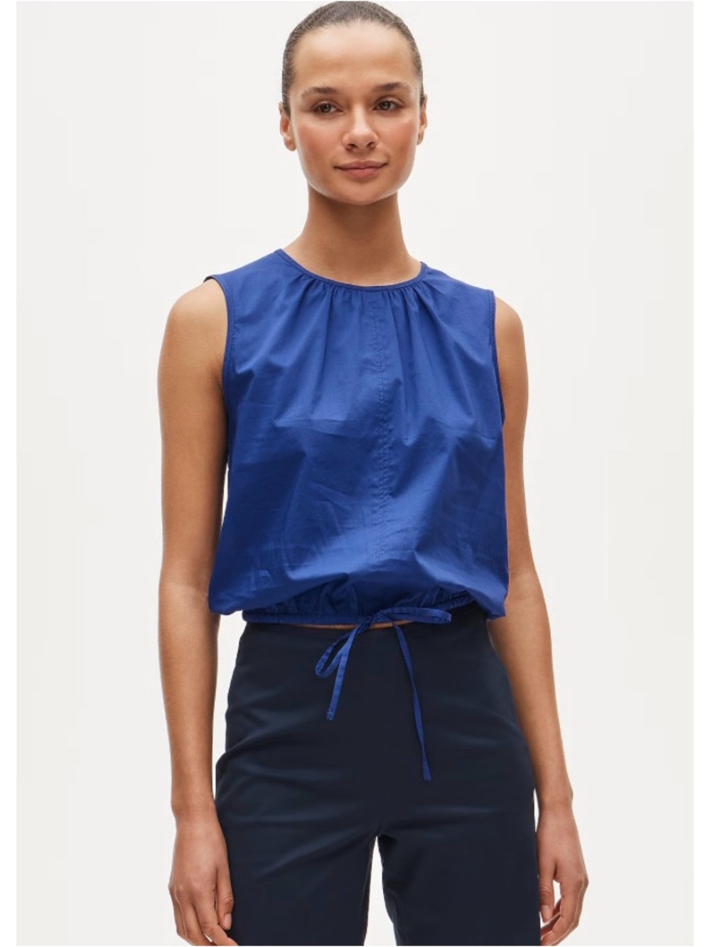 NWT J. Crew Drawstring-waist Tank Top Sateen Brilliant Indigo